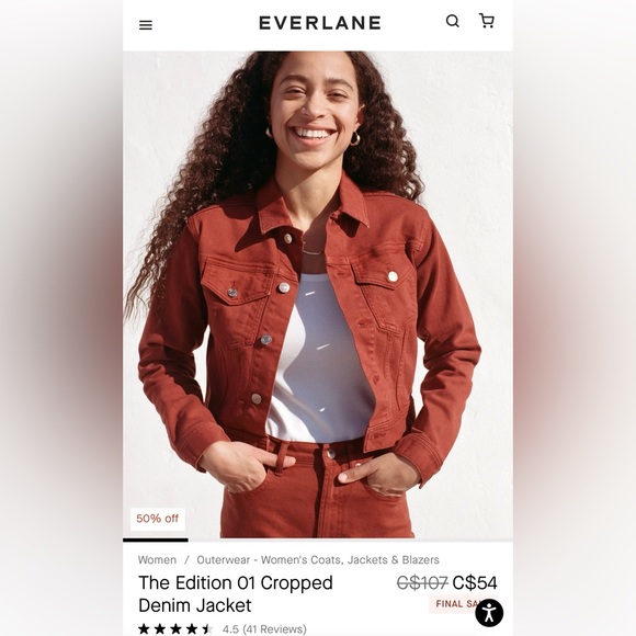 Everlane XL cropped denim jacket - Picture 1 of 7